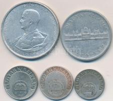 1935. 10f Cu-Ni + 1938-193? 20f Cu-Ni (2x) + 1943. 5P Al "Horthy Miklós születésének 75. évford...