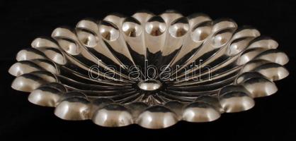 Köralakú dekoratív fém asztali kínáló tál, d: 24 cm