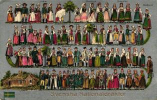 Svenska Nationaldräkter / Swedish national costumes, Emb. (EK)