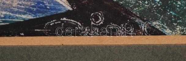 Olvashatatlan jelzéssel: Szentendrei utca, vegyes technika, paszpartuban, üvegezett keretben, 23x31c...