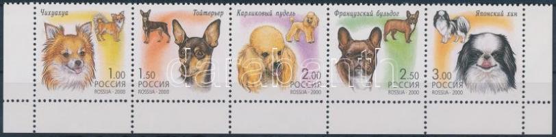 Kutyák ívsarki ötöscsík + kisív Dogs corner stripe of 5 + minisheet