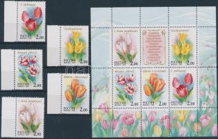 Üdvözlőbélyegek: Tulipánok ívszéli sor + blokk, Greeting stamps: tulips margin set + block