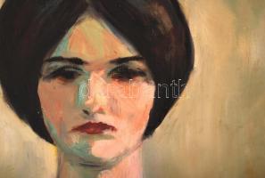 Balogh András (1919-1992): Női portré. Olaj, vászon, jelezett, kopott, keretben, 80×60 cm