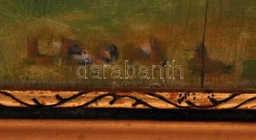 Leon jelzéssel: Virágcsendélet. Olaj, fa lemez, jelezett, kopott, antik keretben, 60×50 cm