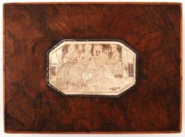 Brautwerber Zehetmayr, Wien 1922, antik fa doboz,  tűkarcolt csont díszítéssel,jelzett, 20x15x6cm