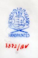 Herendi Apponyi mintás áttört kosár, kézzel festett, hibátlan, jelzett, d: 11,5 cm, m: 5 cm