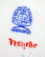 Herendi Viktória mintás tálka, kézzel festett, jelzett, hibátlan, 9×7,5 cm