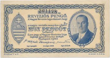 Budapest 1930. Revíziós Pengő arcképes változat, kitöltötetlen, felülbélyegzett T:II