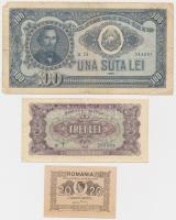 Románia 1945. 20L + 1952. 3L + 100L T:II,III,III- Romania 1945. 20 Lei + 1952. 3 Lei + 100 Lei C:XF,F,VG