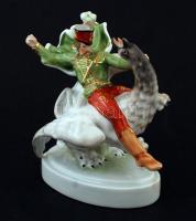 Herendi porcelán János vitéz, kézzel festett, jelzett, hibátlan, m: 20 cm