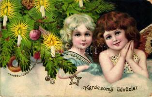 Christmas, angels, Emb. litho (fa)