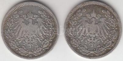 Német Birodalom 1905A 1/2M Ag + 1906A 1/2M Ag T:2-
German Empire 1905A 1/2 Mark Ag + 1906A 1/2 Mark ...