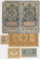 Orosz Birodalom 1898. 1R + 1909. 5R (2x) + 1915. 2k + 5k + 1917. 20R T:III,III-
Russian Empire 1898....