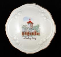 "Karlovy Vary" porcelán bonbonier, hibátlan, jelzett, d: 12 cm