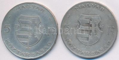 1947. 5Ft Ag "Kossuth" (2x) T:3