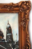 Berkes jelzéssel: Katedrális. Olaj, fa lemez, antik keretben, 45×55 cm