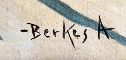 Berkes jelzéssel: Katedrális. Olaj, fa lemez, antik keretben, 45×55 cm