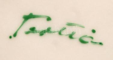 Herendi porcelán virágmintás hamutál, kézzel festett, hibátlan, jelzett(tertia), 11x8 cm