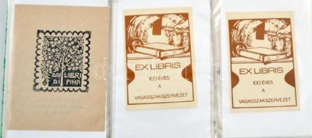 cca 1960 57 darabos ex libris és metszet gyűjtemény, klf technikákkal készült művsézi nyomatok, közte jelzett is