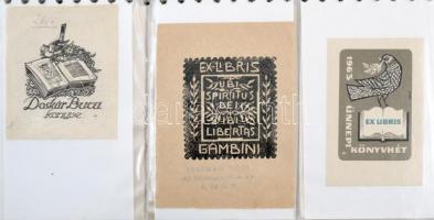 cca 1960 57 darabos ex libris és metszet gyűjtemény, klf technikákkal készült művsézi nyomatok, közt...