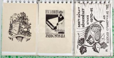 cca 1960 57 darabos ex libris és metszet gyűjtemény, klf technikákkal készült művsézi nyomatok, közt...