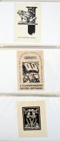 cca 1960 57 darabos ex libris és metszet gyűjtemény, klf technikákkal készült művsézi nyomatok, közt...
