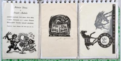 cca 1960 57 darabos ex libris és metszet gyűjtemény, klf technikákkal készült művsézi nyomatok, közt...