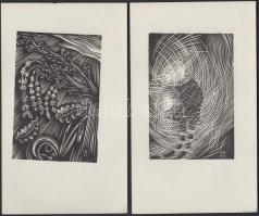 12 db metszet 1977. Kósa Bálint (1932-) linómetszetek mappában, 100 pédányban