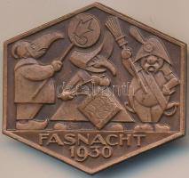 Svájc 1930. "Fasnacht 1930" Baselben tartott karnevál Br jelvénye. Szign.: Huguenin Freres & Co. Le Locle Suisse (41x38mm) T:2 Switzerland 1930. "Fasnacht 1930" Br badge of the carneval of Basel. Sign.:Huguenin Freres & Co. Le Locle Suisse (41x38mm) C:XF