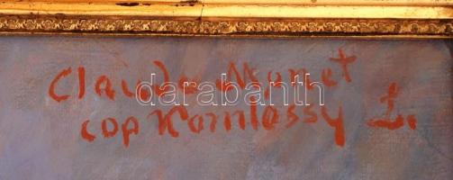 Komlossy jelzéssel: Monet után csendélet. Olaj, vászon, szép díszes keretben, 75x100 cm