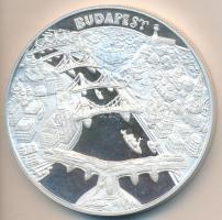 Kósa István (1953-) 1998. "Budapest / Pest, Buda, Óbuda Egyesítésének 125. évfordulója" Ag emlékérem tanúsítvánnyal, dísztokban (155.5g/0.999/65mm) T:PP