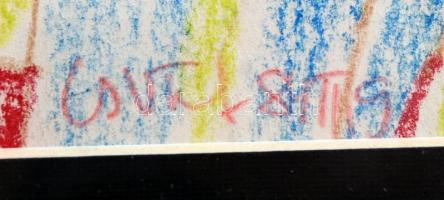 Németh Miklós (1934-2012): A konyhában, ceruza, papír, paszpartuban, üvegezett fa keretben, 20×14 cm