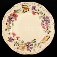 Zsolnay pillangó mintás szendvicses készlet, kézzel festett, jelzett, hibátlan/ Zsolnay cake set