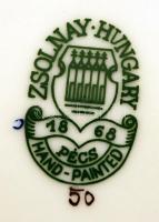 Zsolnay pillangó mintás szendvicses készlet, kézzel festett, jelzett, hibátlan/ Zsolnay cake set