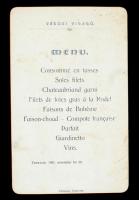 1901. nov. 30. Temesvár, Városi Vigadó menülapja,17x11cm
