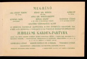 1941 jubileumi Garden Party a Városligeti Gundel teraszán 14 oldalas meghívó, postán futott borítékk...
