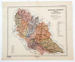 cca 1912 Máramaros Vármegye térképe. 1:500 000, Kiadatott a vallás és közoktatásügyi m. kir. Miniszter úr megbízásából. Magyar Földrajzi Intézet. 34x40cm