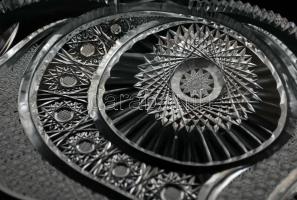 Ólomkristály dísztál, csiszolt, hibátlan, "Honvédelmi Minisztérium" felirattal, eredeti dí...