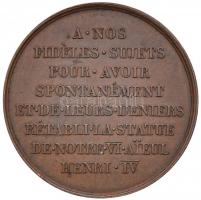 Franciaország 1818. "A IV. Henrik-szobor helyreállításának emlékére" Br emlékérem. Szign.:...