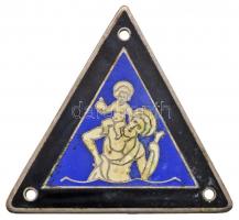 ~1930-1940. "Szent Kristóf" zománcozott fém jelvény (44x47mm) T:2- ~1930-1940. "St. Christopher" enamelled metal badge (44x47mm) C:VF