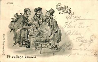 1898 Friedliche Löwen, Regel & Krug, Leipzig / Jewish businessmen, Judaica / Anti-Semitic humour