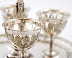 Tojástartó készlet, fém, jelzett, m:22 cm, 14×19 cm