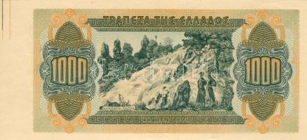 Görögország 1941. 1000Dr előlapon teljes nyomat, hátlapi fázisnyomat, bal széles ívszéllel, színpróbával, illesztőkereszttel T:I