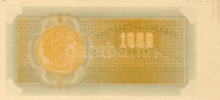 Görögország 1941. 1000Dr előlapon teljes nyomat, hátlapi fázisnyomat, bal széles ívszéllel, színprób...