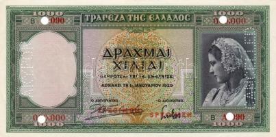 Görögország 1939. 1000Dr "SPECIMEN" (Minta) fny-sal + lyukasztással T:I