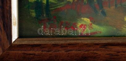 Tószegi jelzéssel: Folyóparton. Olaj, karton, üvegezett keretben, 20×25 cm