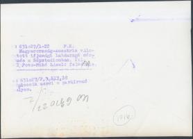 1963 Budapest, parkoló gépkocsik a Népstadionnál, feliratozott sajtófotó, 13x18 cm