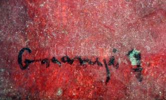 Garanyi jelzéssel: Női fej. Olaj, karton, jelzett, üvegezett keretben, 38×28 cm