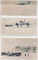 1963 Budapest, Ferihegyi repülőtér a hóesésben, 6 db kfl méretű sajtófotó feliratozva, 5x12 cm és 9x...