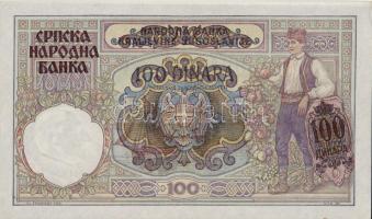 Szerbia/német megszállás 1941. 100D T:I + 100D német rendőrségi bélyegzővel ellátva T:II-